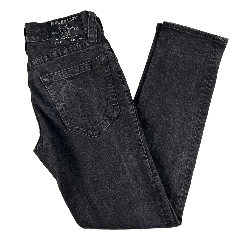 True Religion Geno Relaxed Slim Jeans Mens 29x30 Charcoal Gray Denim Tapered